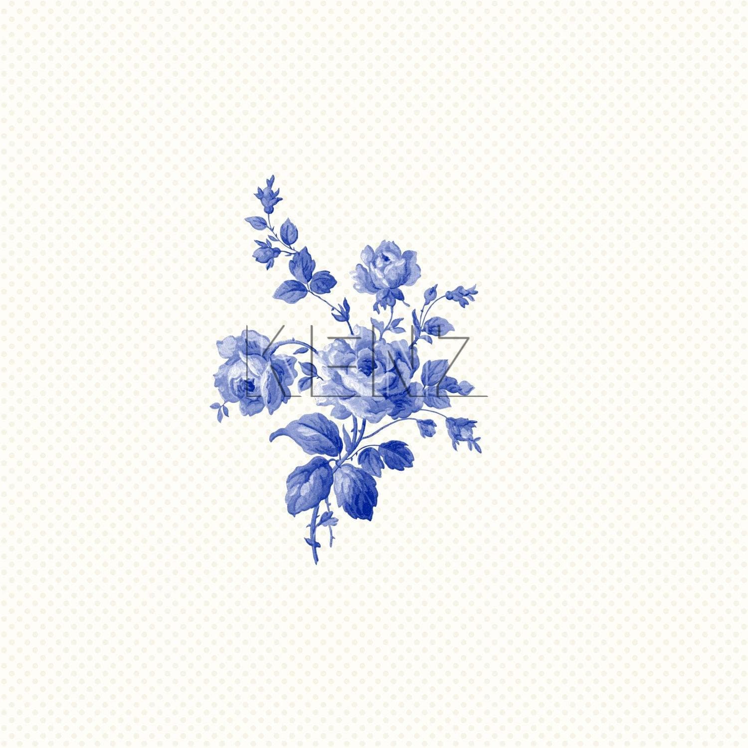 wallpaper roses delft blue 115717