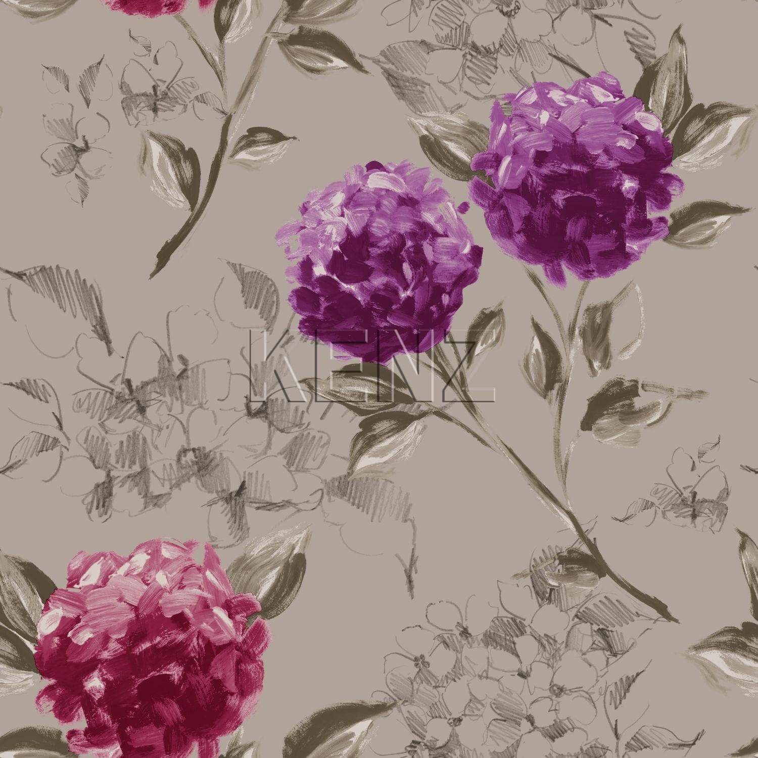 wallpaper hydrangeas taupe and aubergine purple 128024