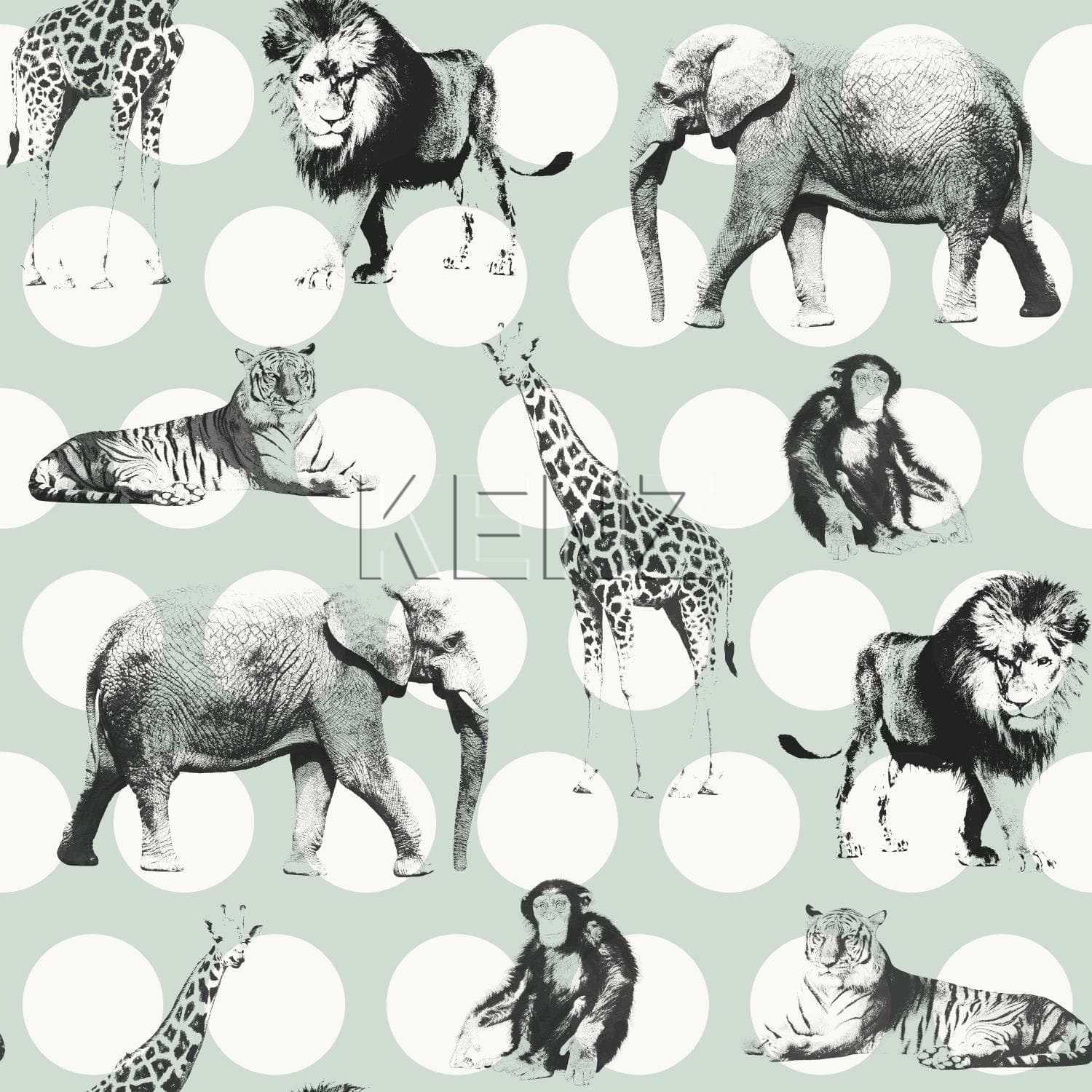 wallpaper animals with dots mint green and black 128713