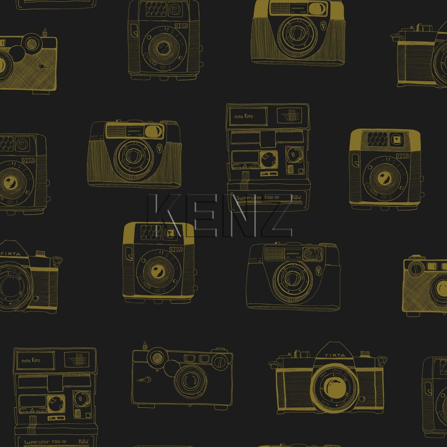 wallpaper polaroid cameras black and shiny gold 128825