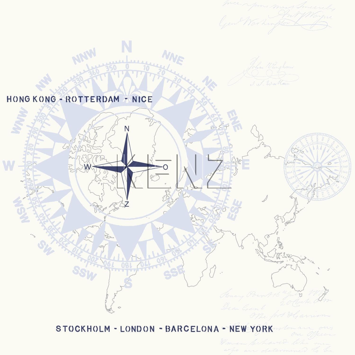 wallpaper compasses light blue 136421