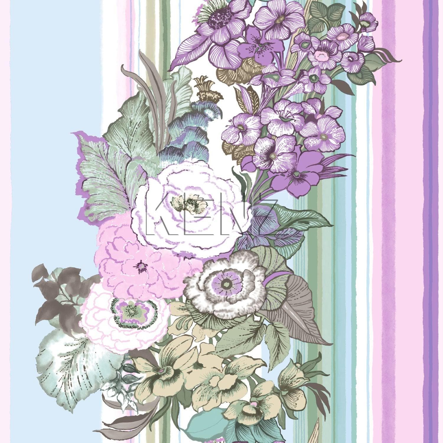wallpaper vintage flowers light purple and blue 138114