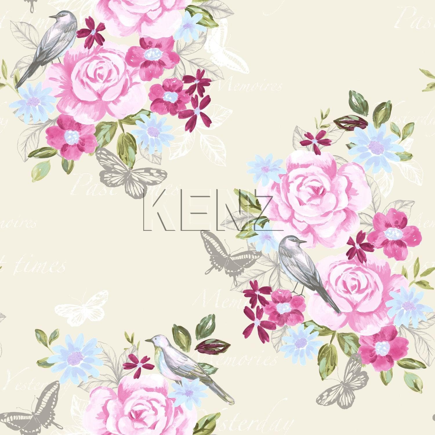 wallpaper flowers and birds pastel colors 138119