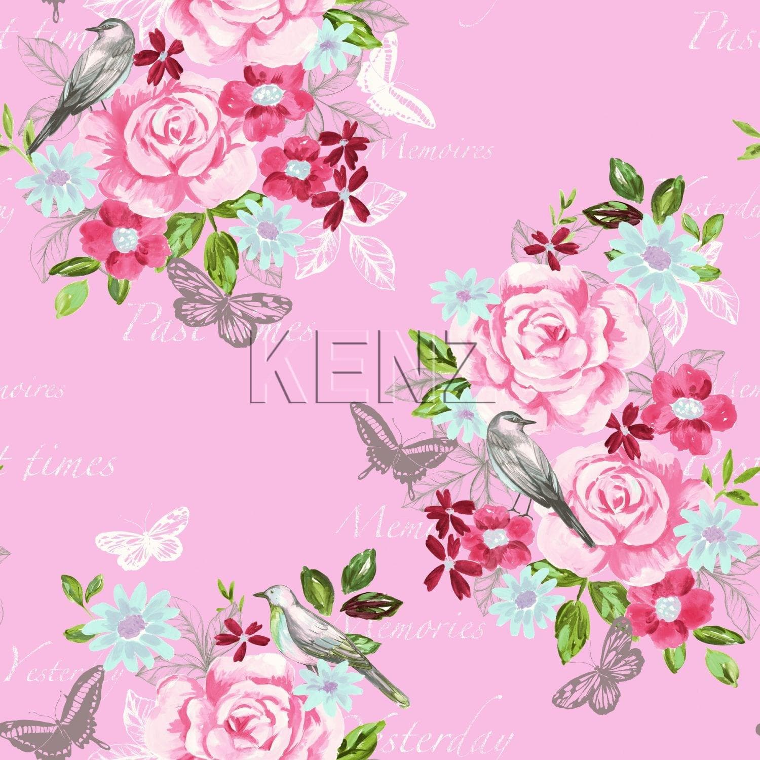 wallpaper flowers and birds pink 138120