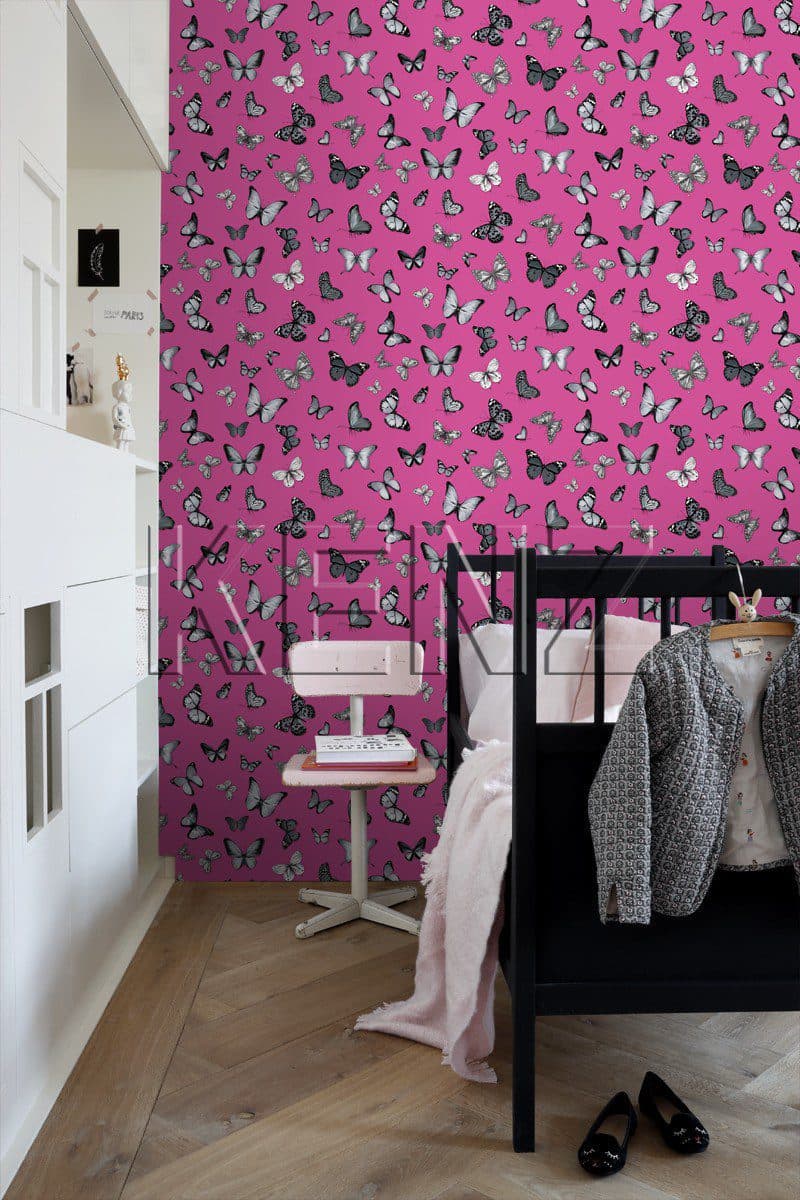 wallpaper butterflies black and pink 138511