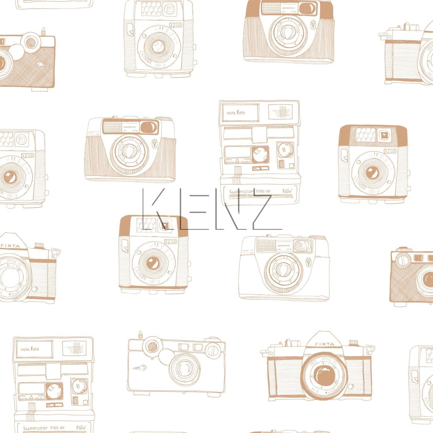 wallpaper polaroid cameras shiny copper brown 138842
