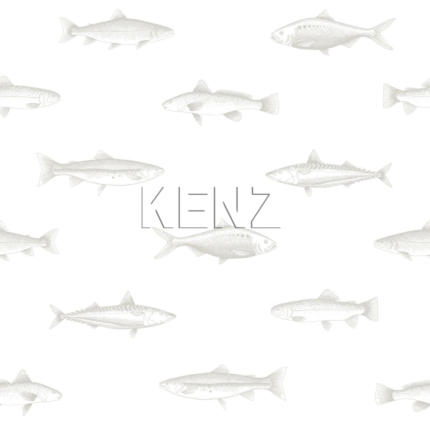 wallpaper pen drawing fish white and silver 138966