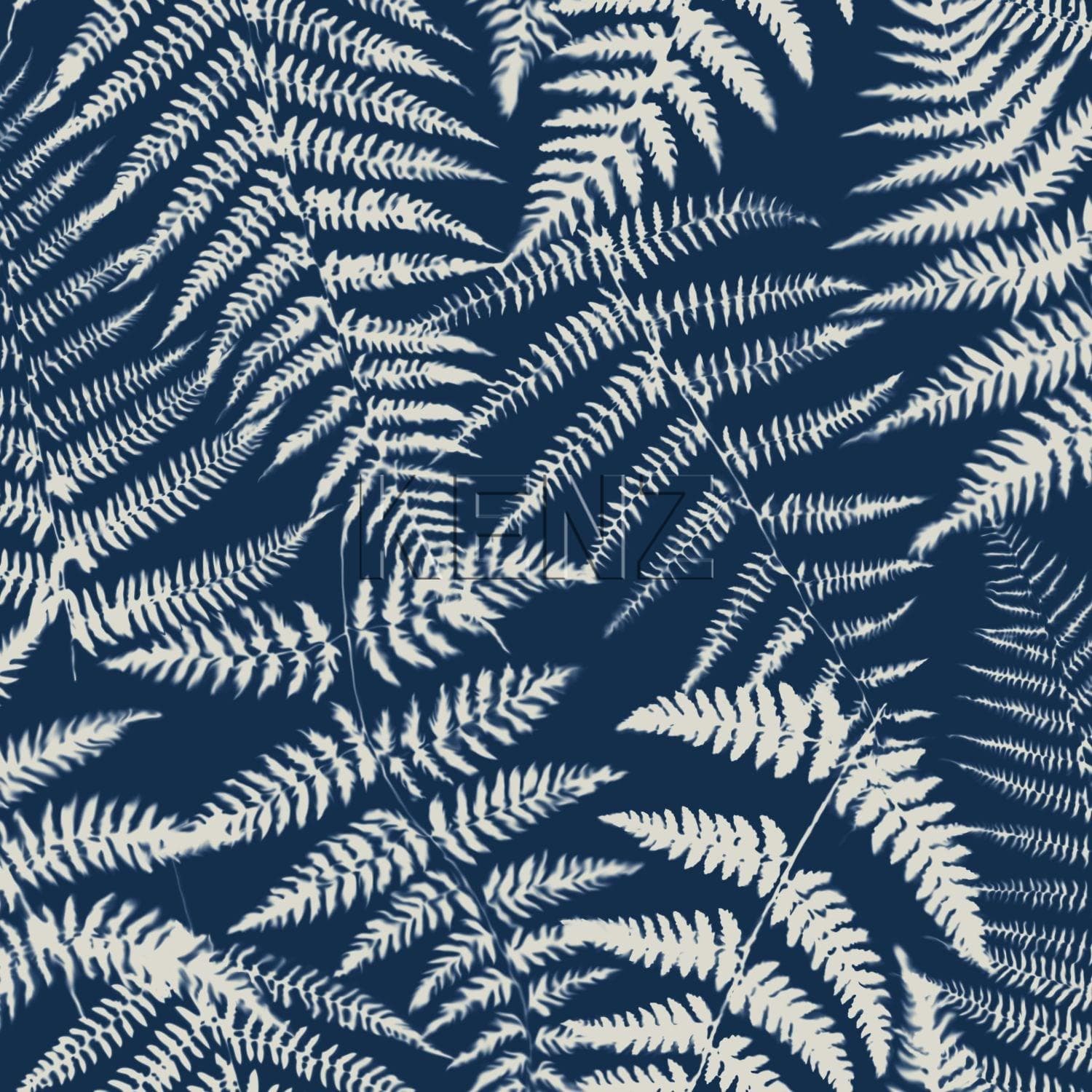wallpaper ferns indigo blue 139000