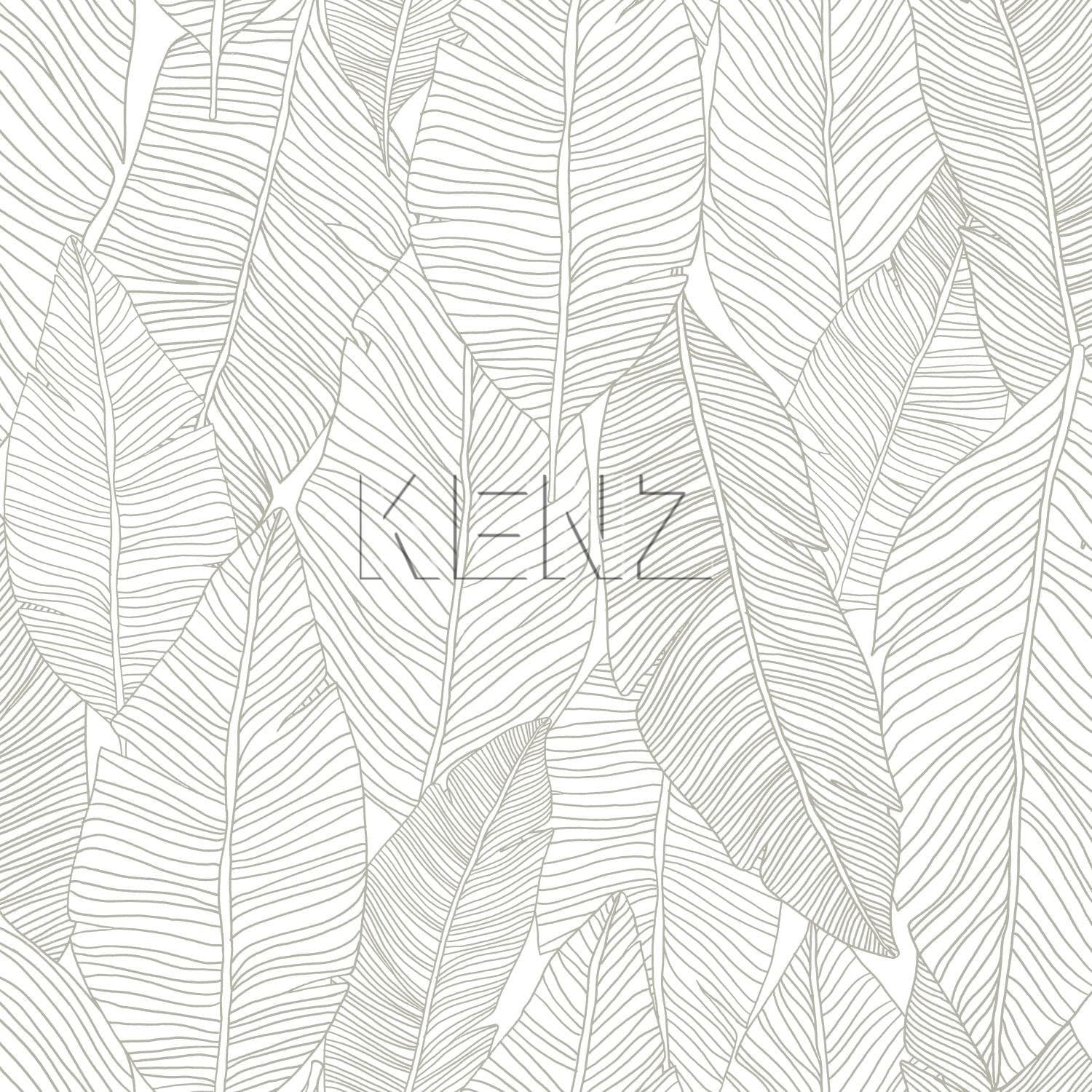 wallpaper drawn leaves beige 139009