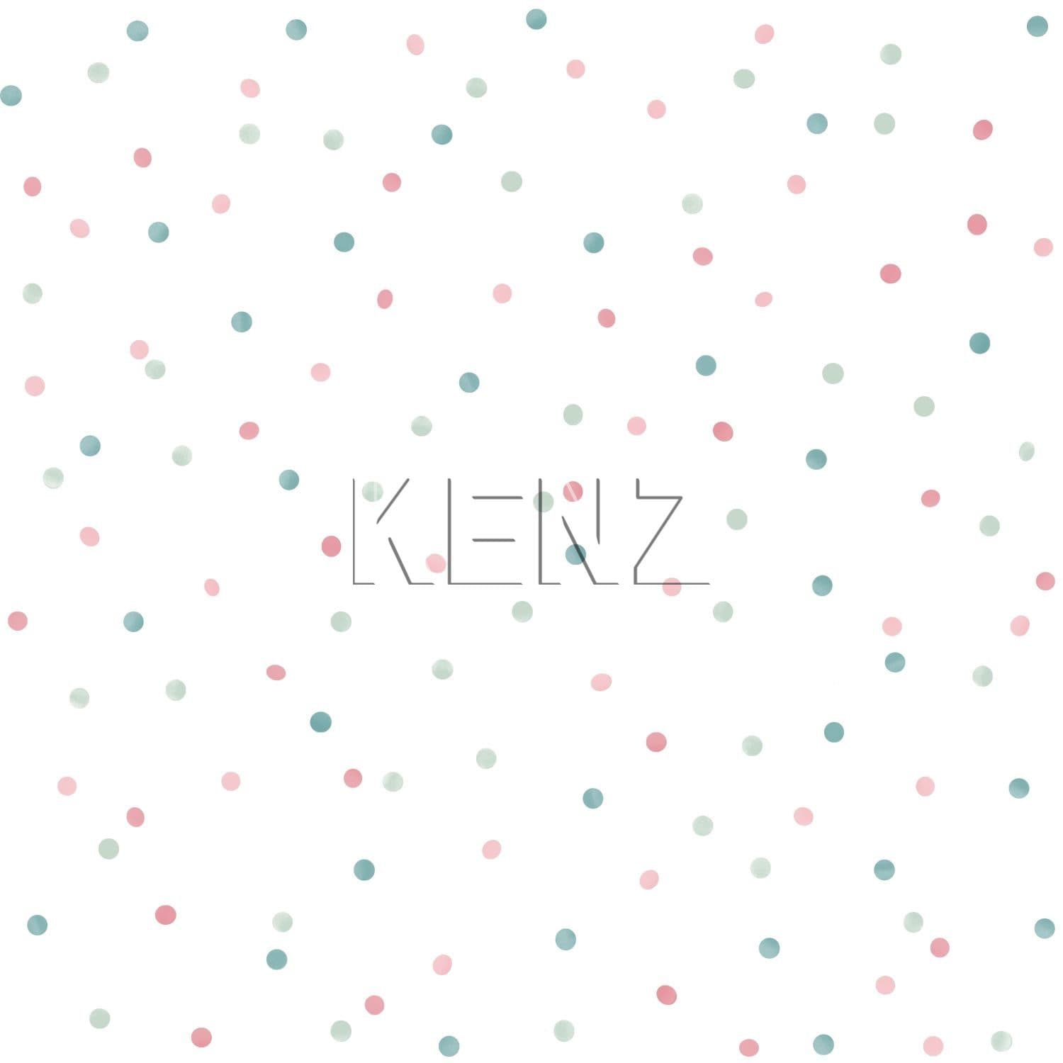 wallpaper small dots pink, mint green and greyish blue 139049