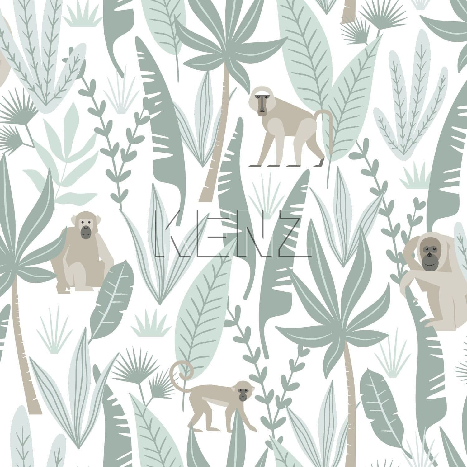 wallpaper jungle monkeys mint green 139071