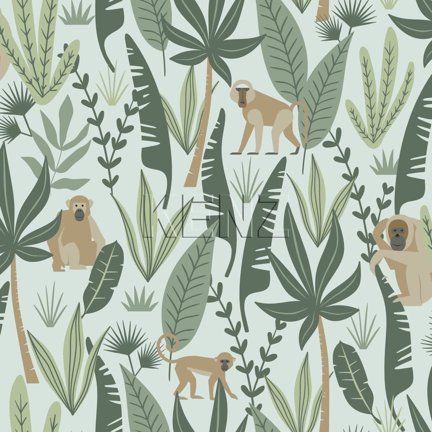 wallpaper jungle monkeys mint green and dark green 139073