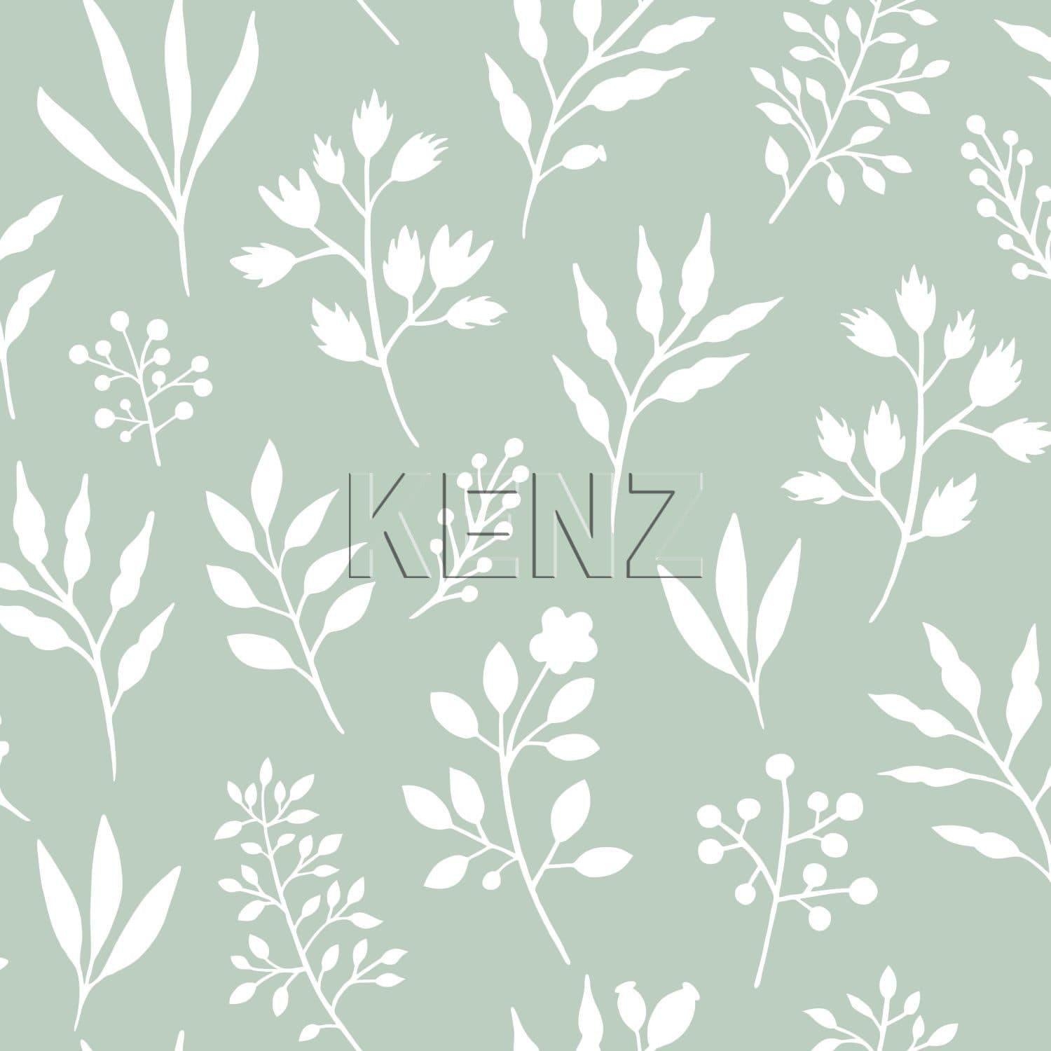 wallpaper floral pattern in scandinavian style mint green and white 139085