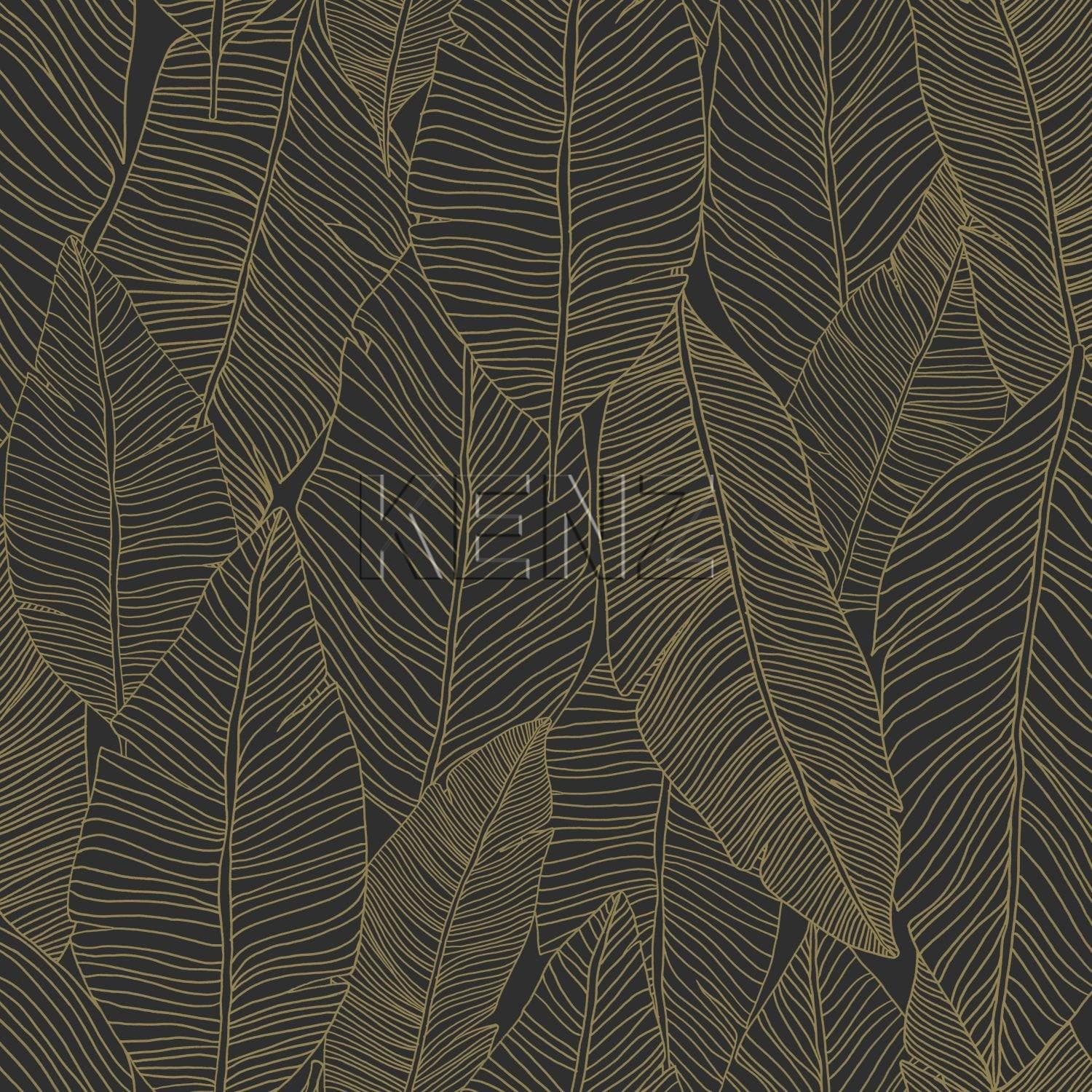 wallpaper drawn leaves black and gold 139126