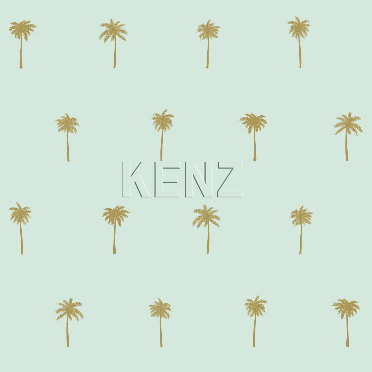 wallpaper palm trees mint green and gold 139159