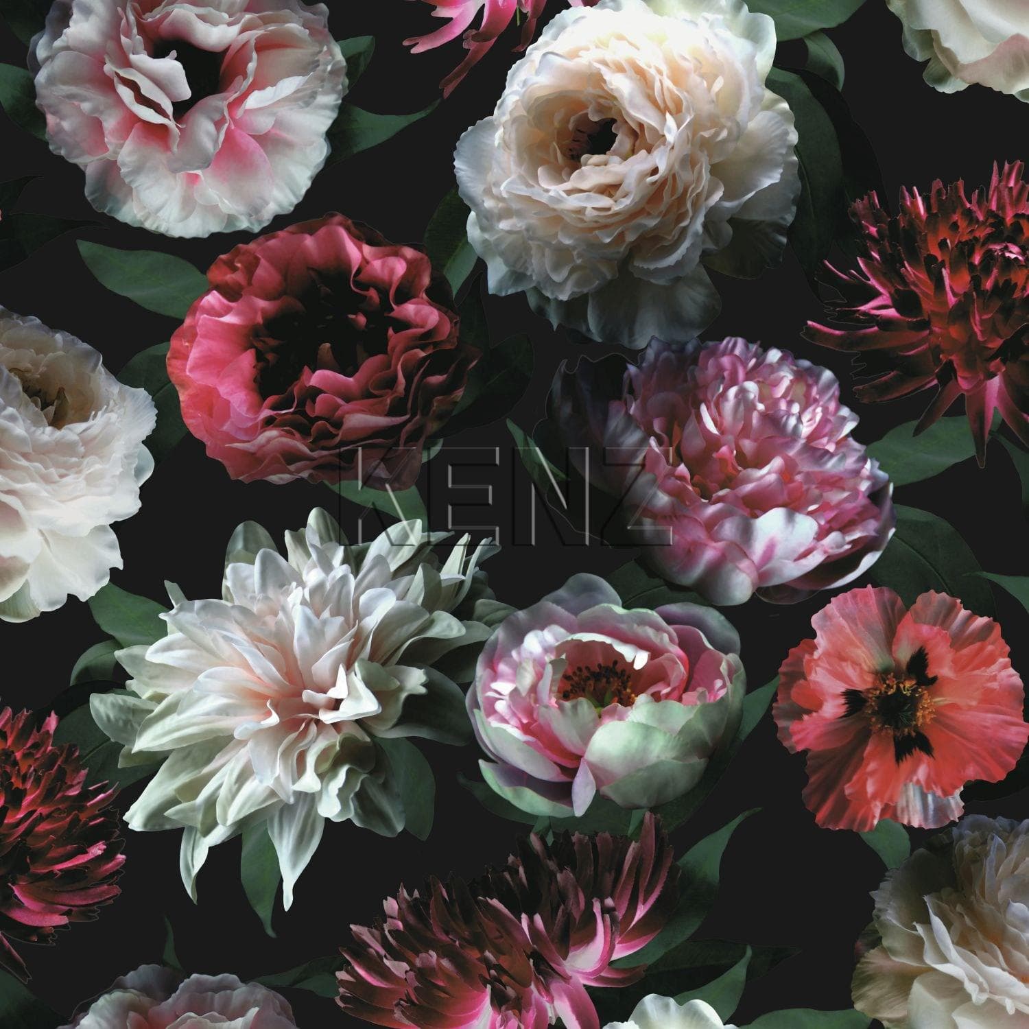 wallpaper flowers pink, black and dark green 139168