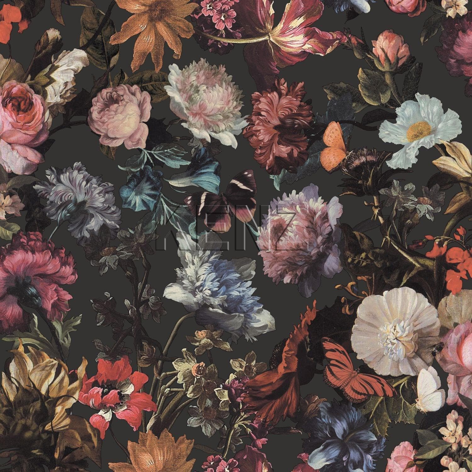 wallpaper flowers dark gray 139172