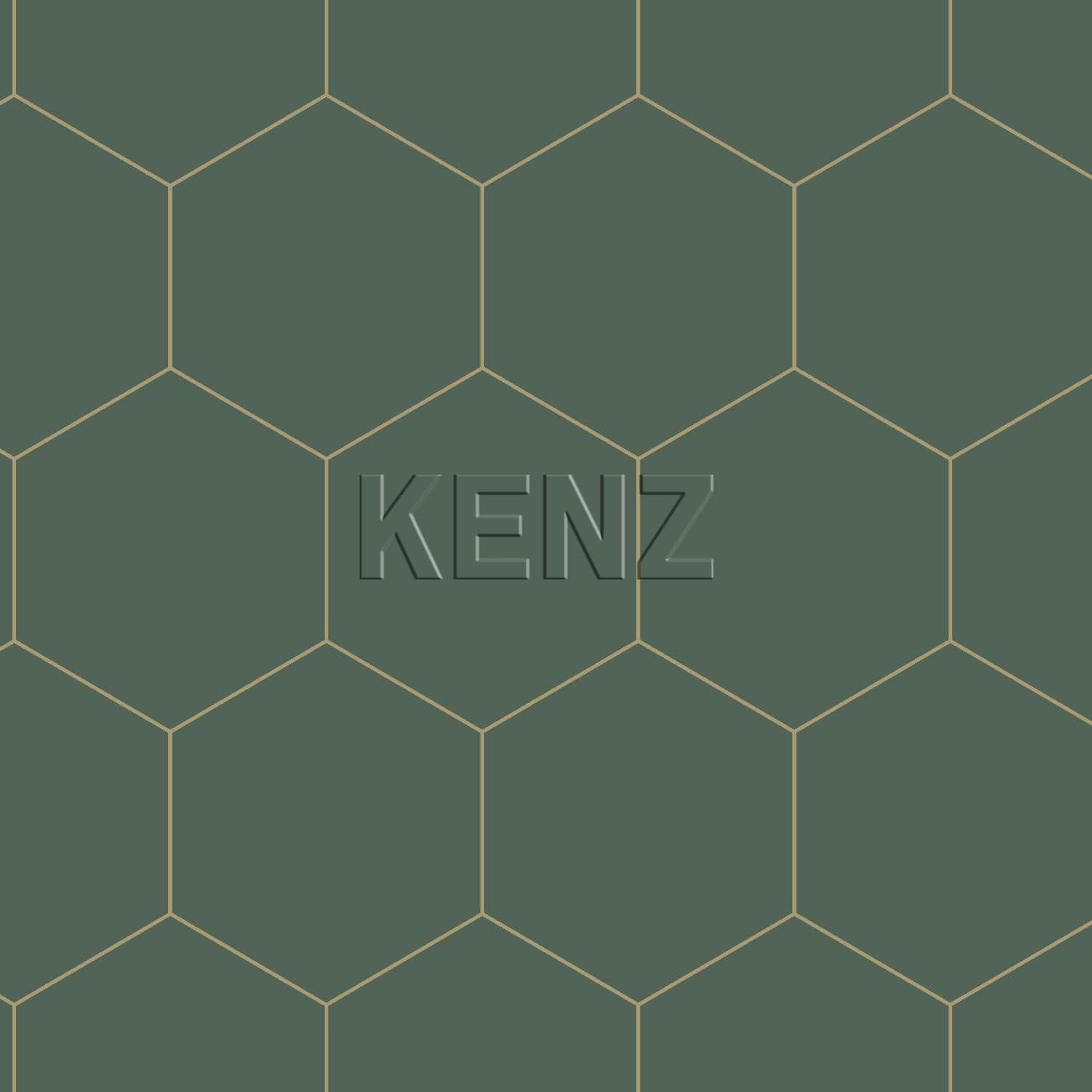 wallpaper hexagon motif dark green and gold 139228