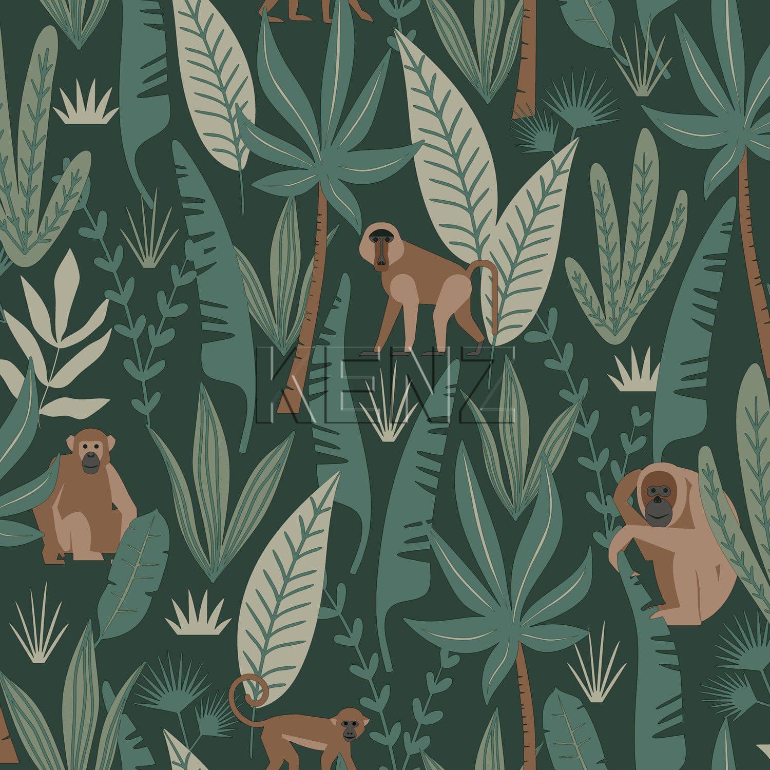 wallpaper jungle monkeys dark green 139234