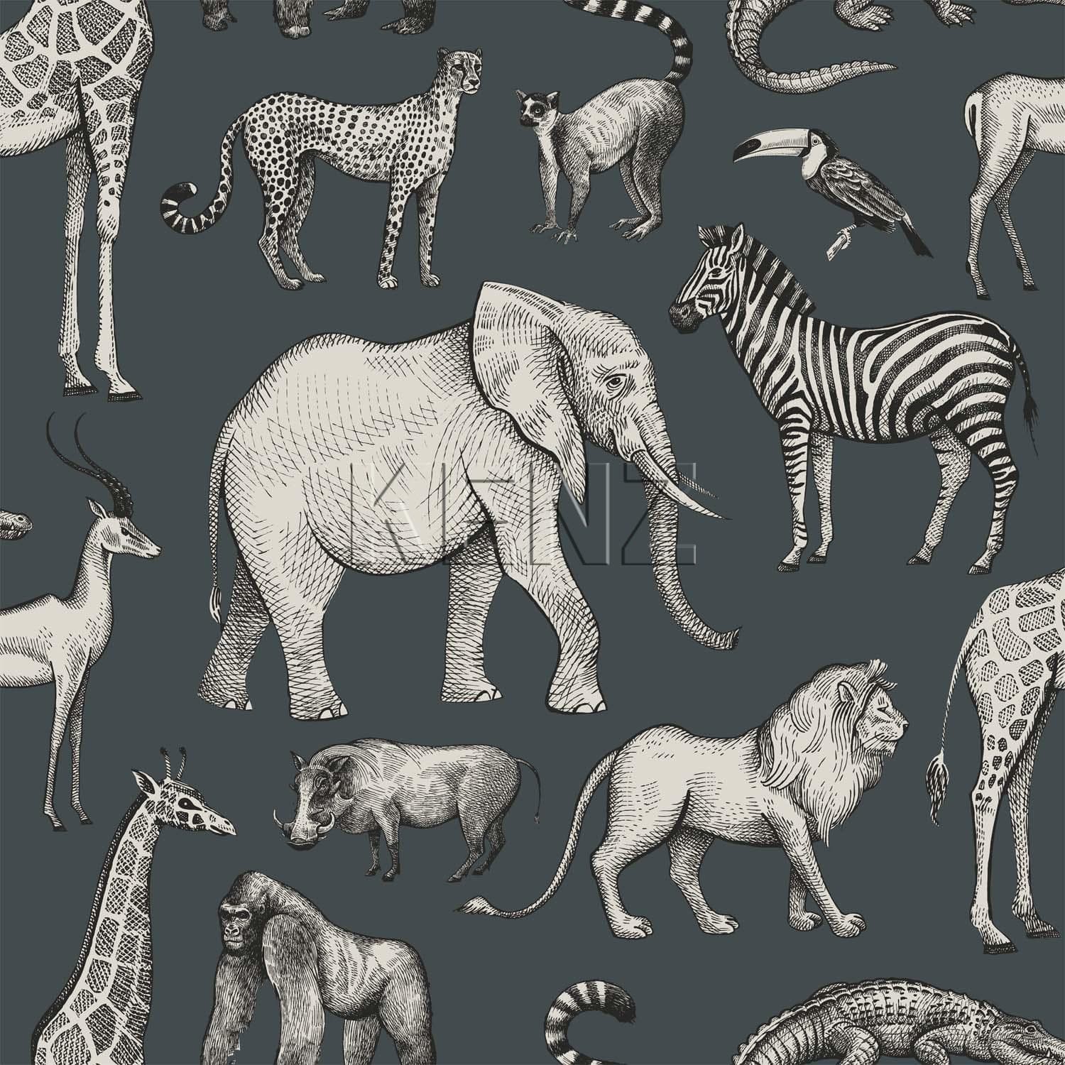 wallpaper jungle animals grayish blue and gray 139272