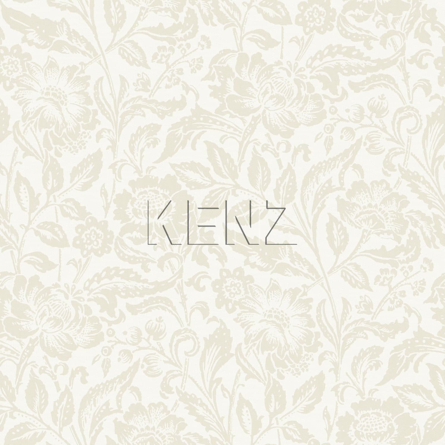 wallpaper flowers beige on white 148324