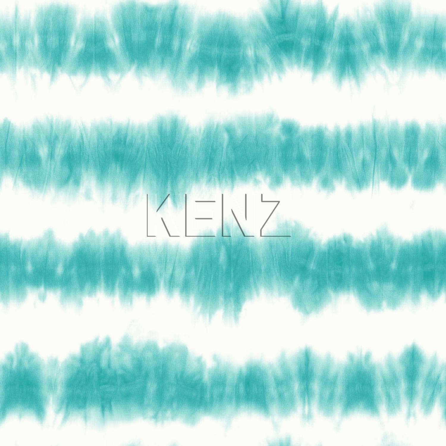 wallpaper horizontal tie-dye shibori stripes intense turquoise and matt white 148687