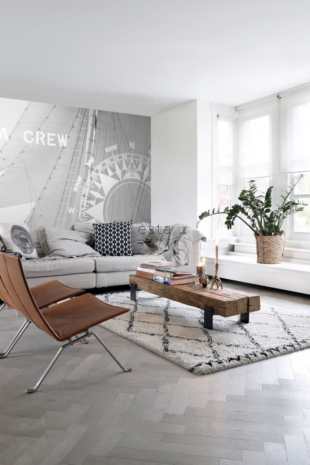 wall mural sailboat black and white 156430