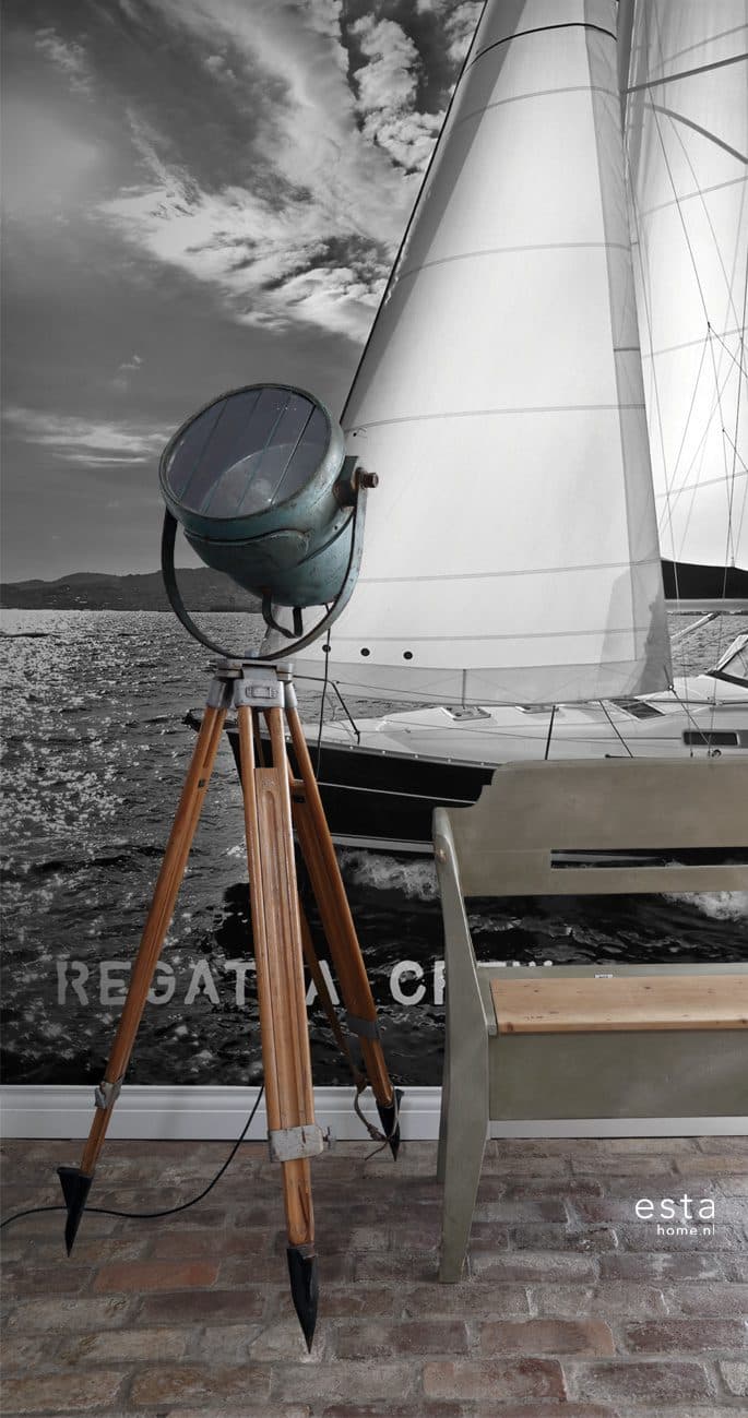 wall mural sailboat black and white 156431