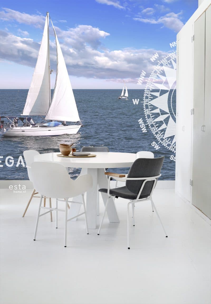 wall mural sailboat blue 156434