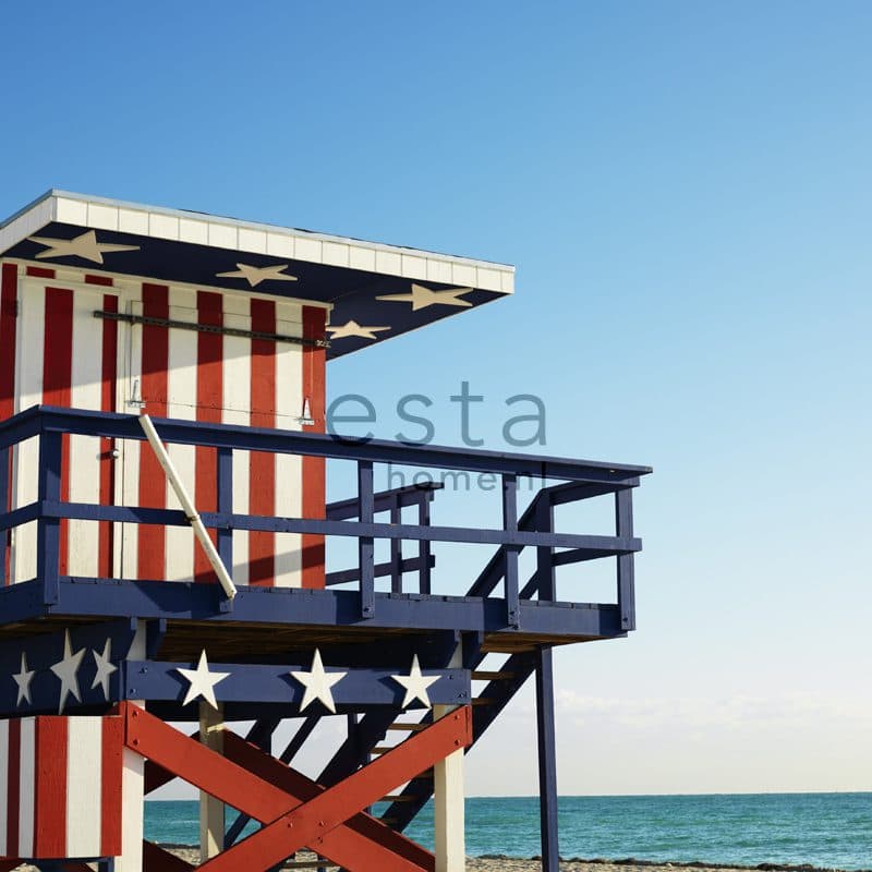 wall mural beach house red, white and blue 156514
