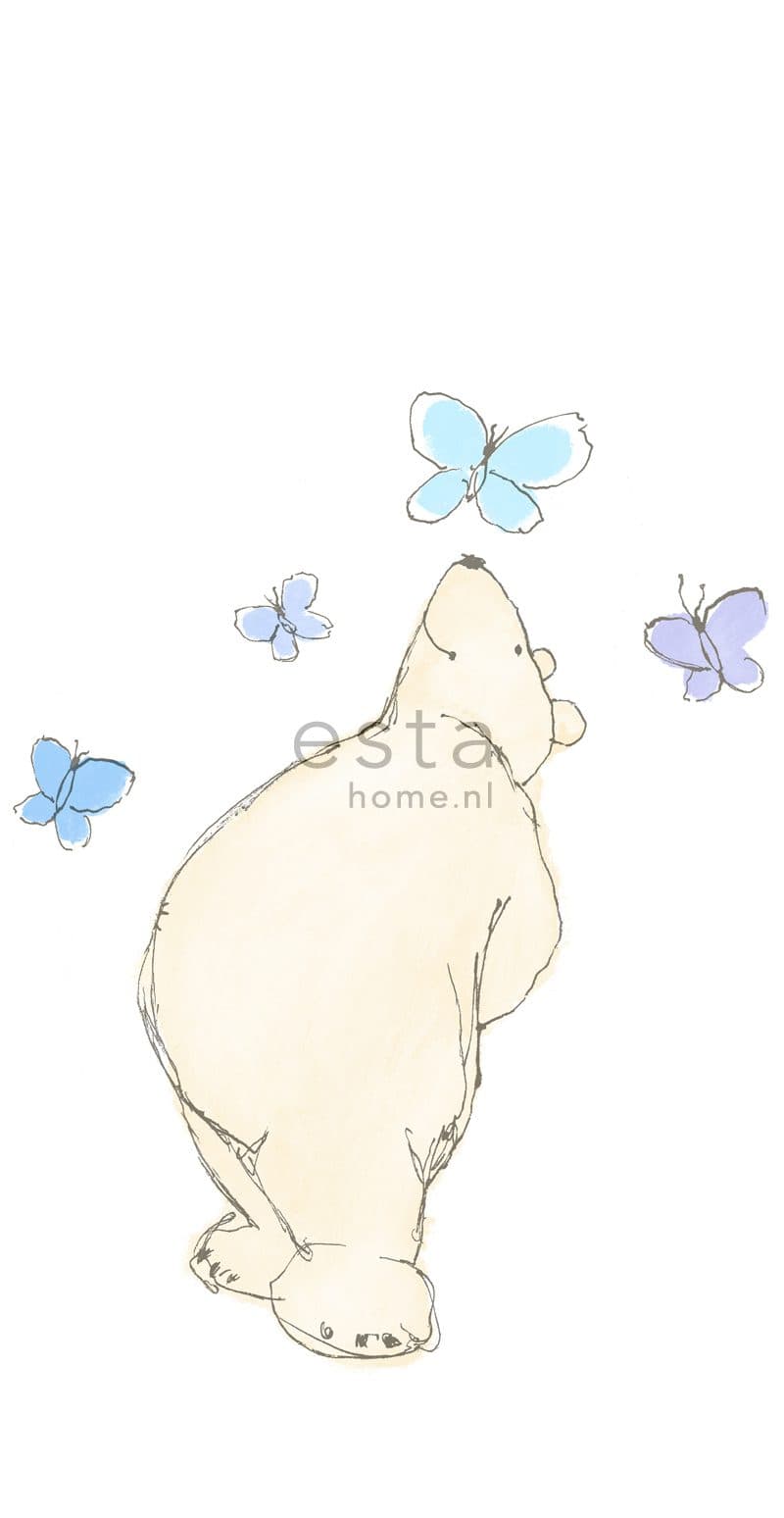 wall mural a big bear beige, blue and purple 157321