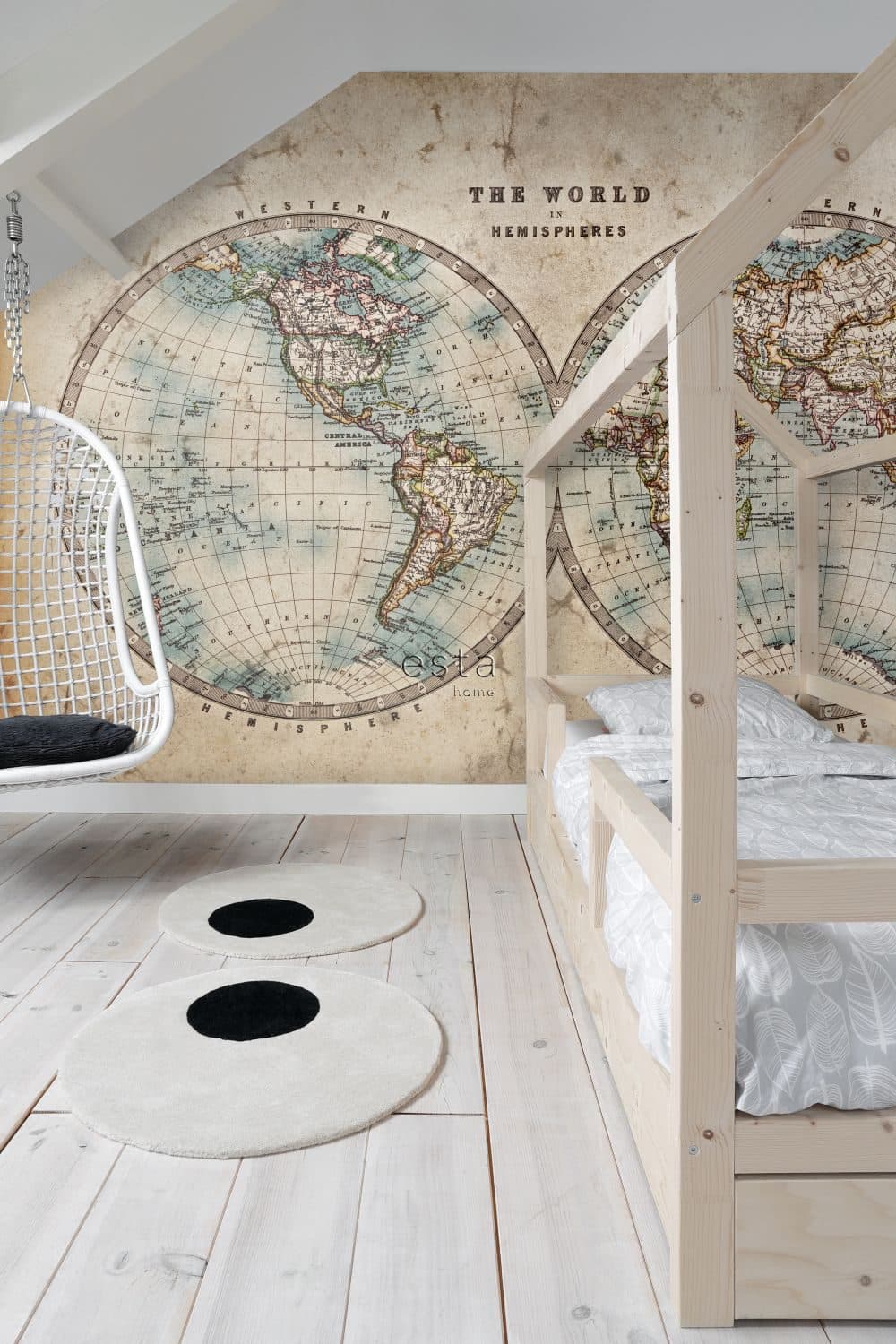wall mural two hemispheres brown and teal 158211