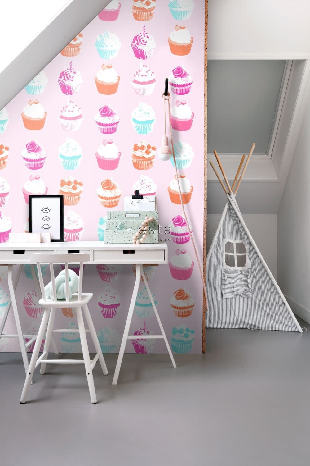 wallpaper XXL cupcakes pink, blue, white and orange 158715