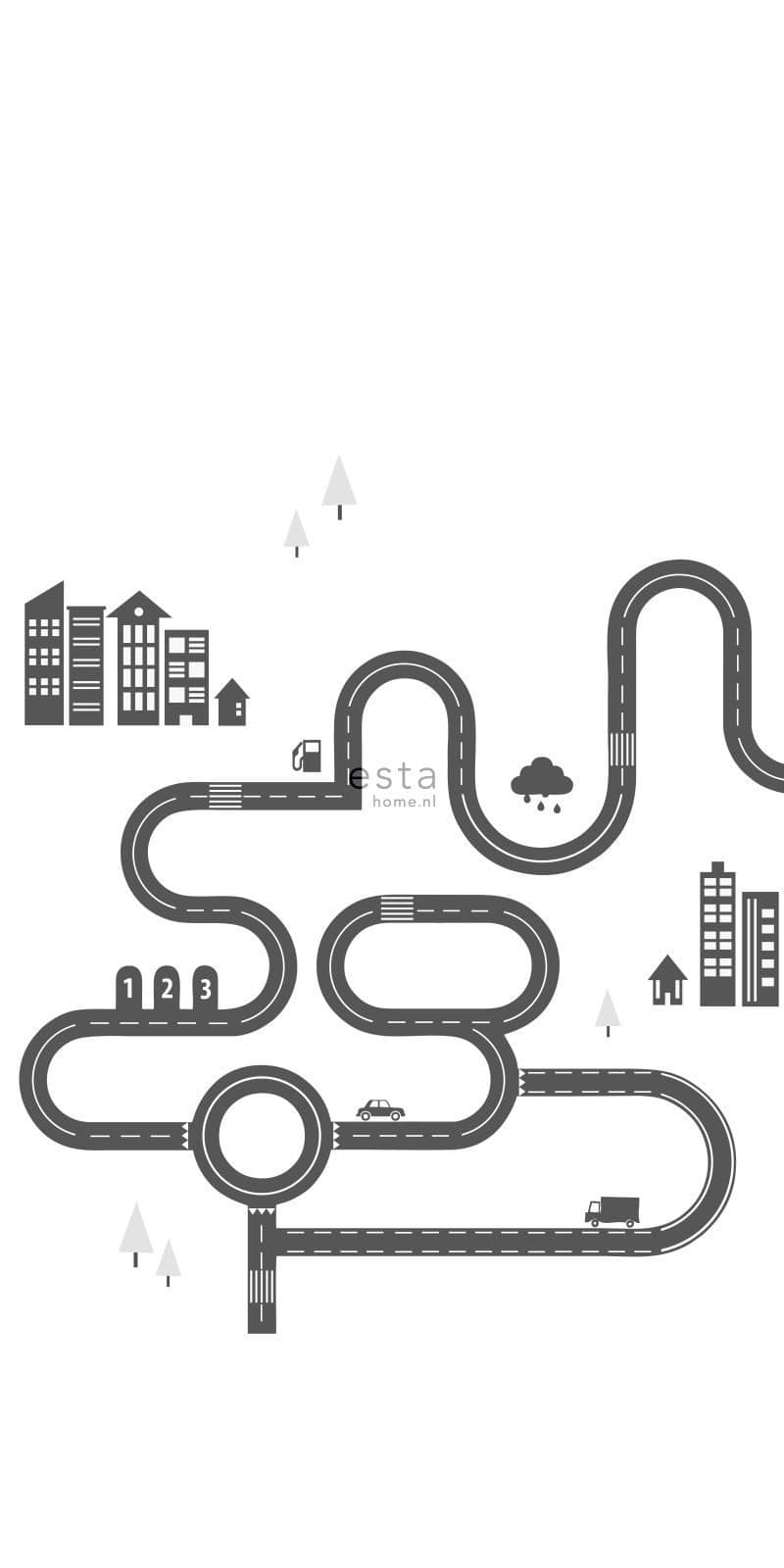 wall mural drawn street black and white 158835