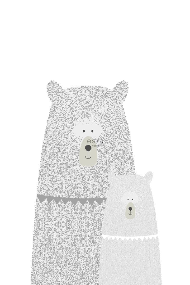 wall mural bears mother and child light gray 158837