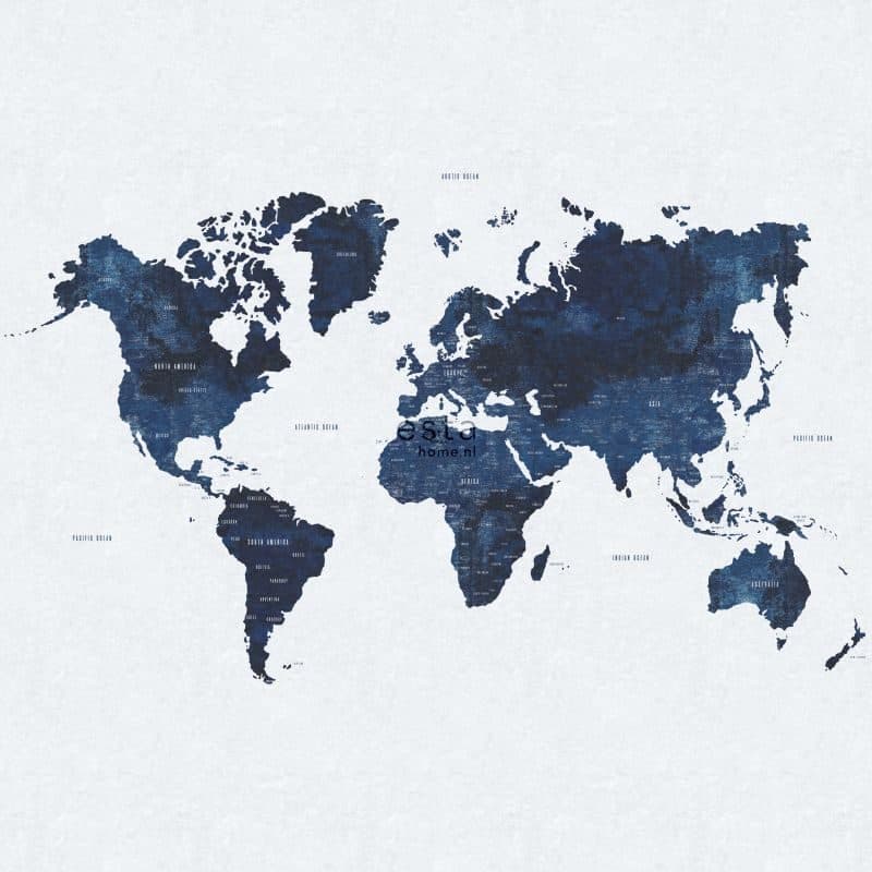 wall mural vintage world map blue 158853
