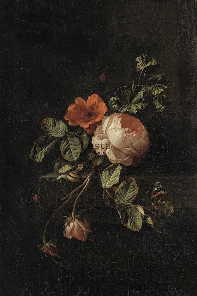 wall mural flower still life dark red and black 158884