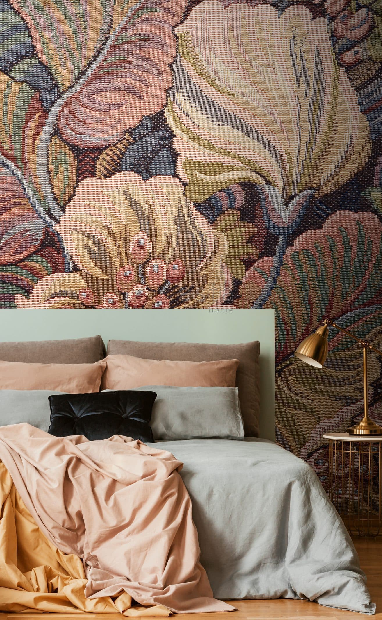 wall mural floral pattern orange 158889