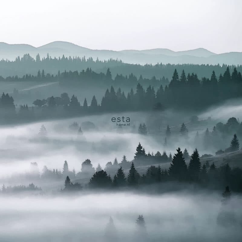 wall mural misty mountains green 158910