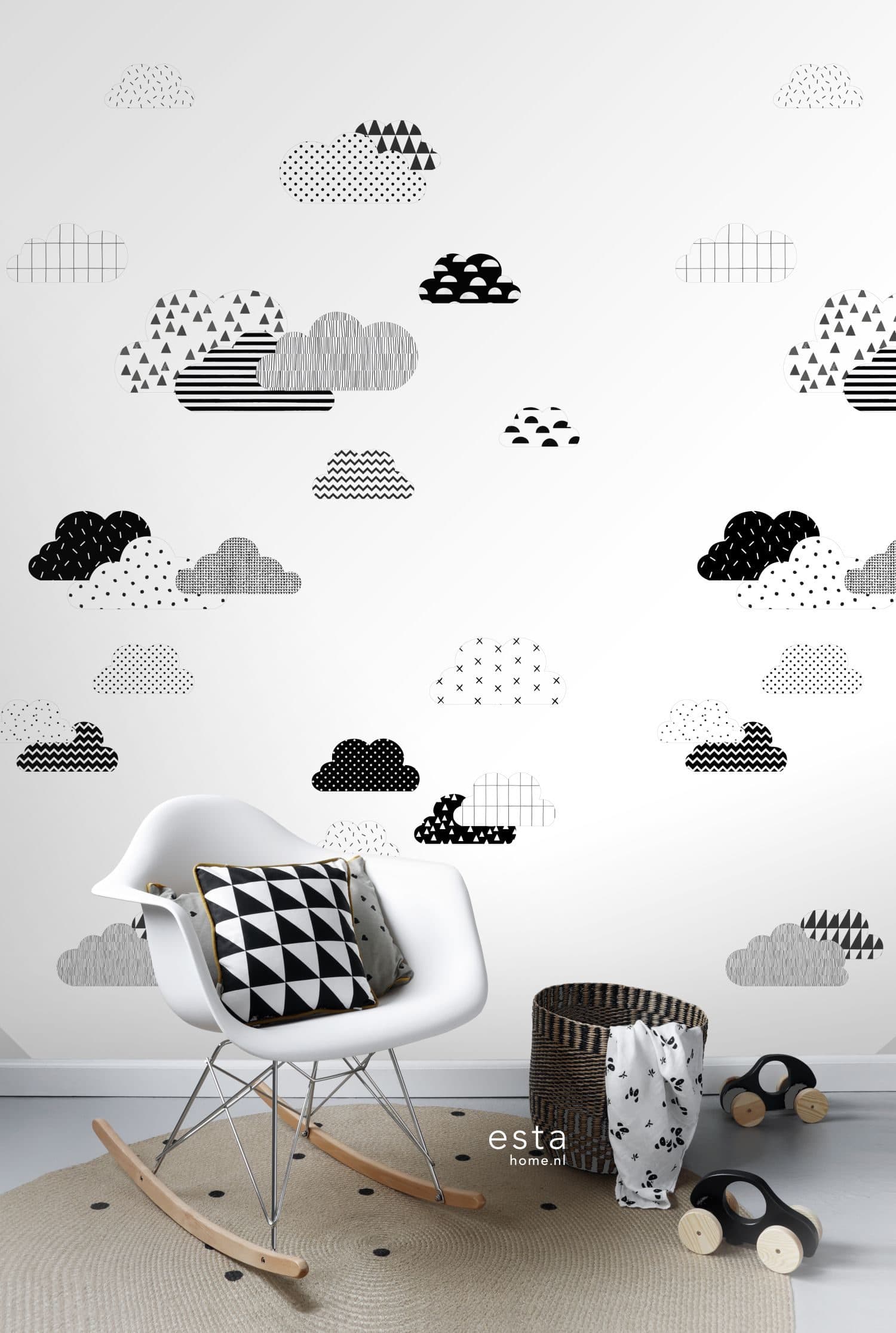 wall mural clouds black and white 158922