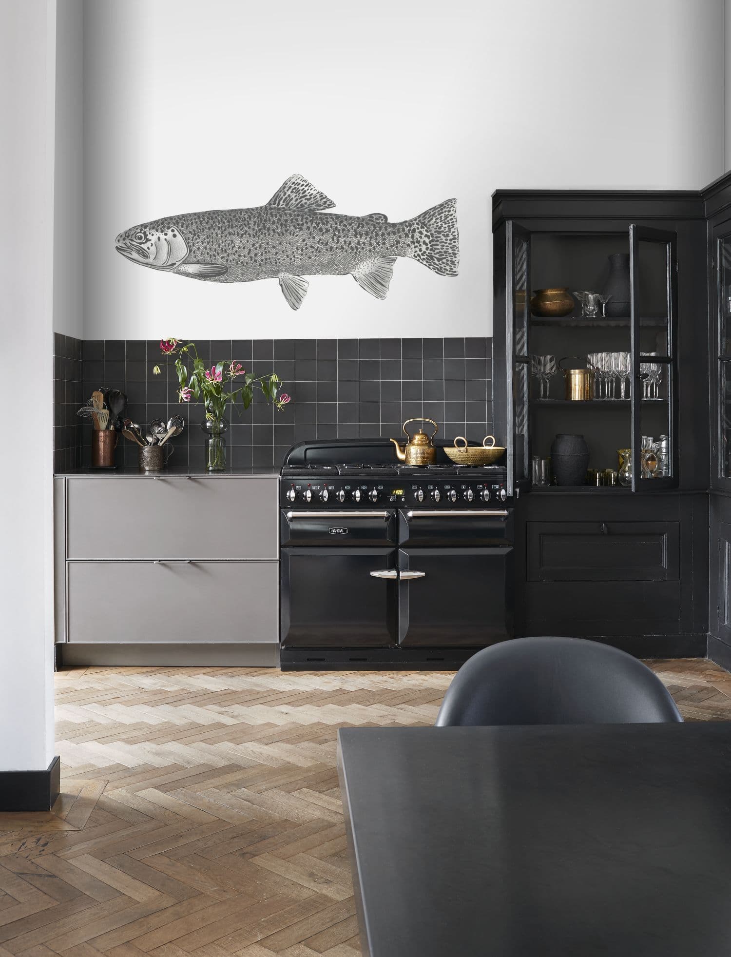 wall mural fish white and black 158933