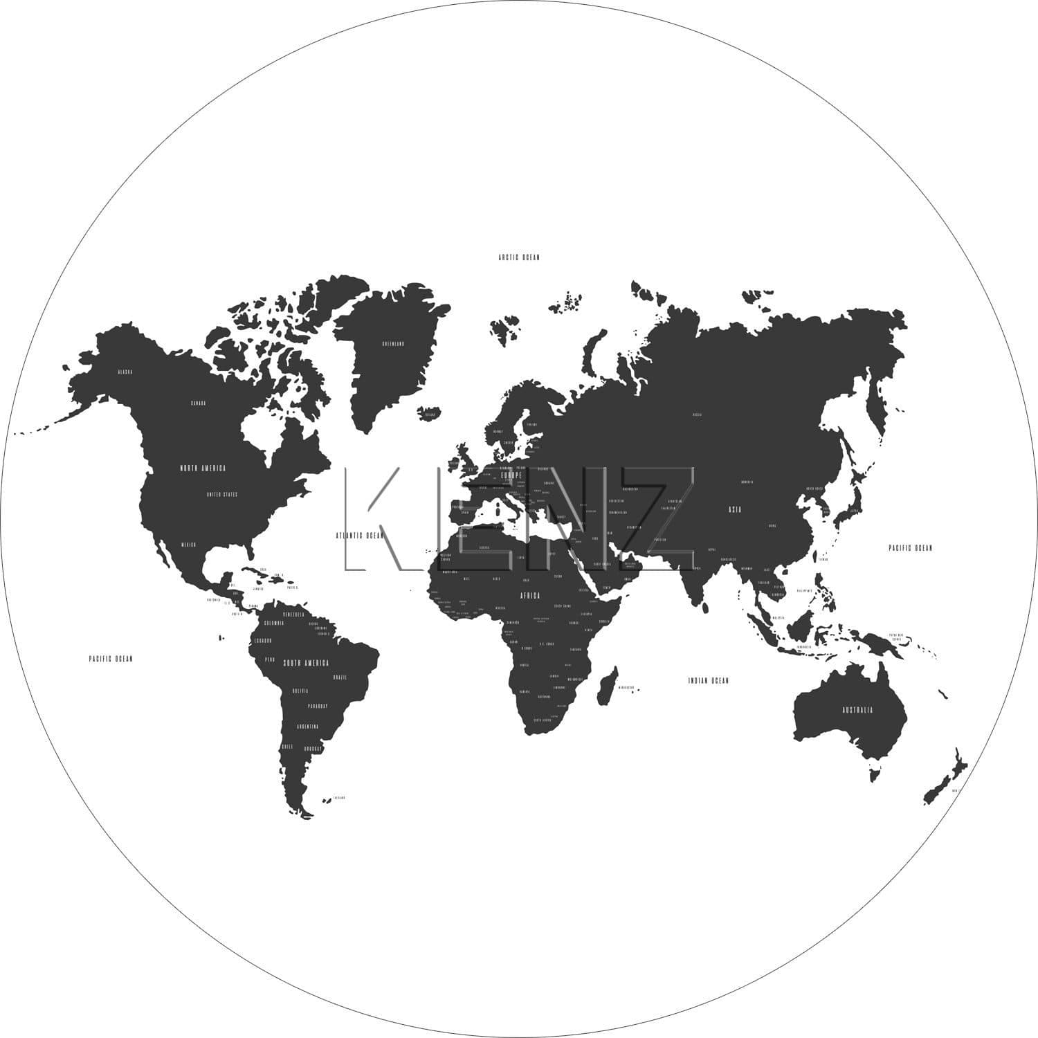 self-adhesive wallpaper circle world map black 158985