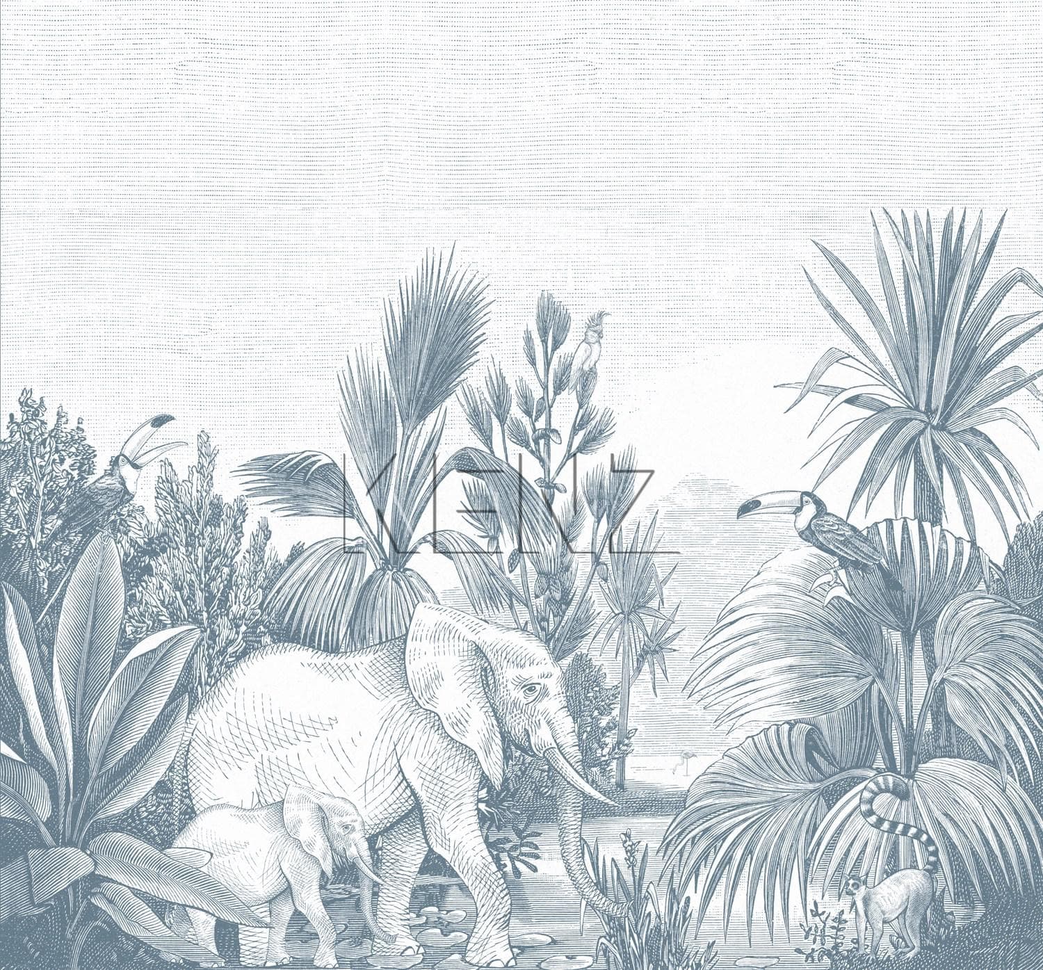 wall mural jungle motif blue 159059