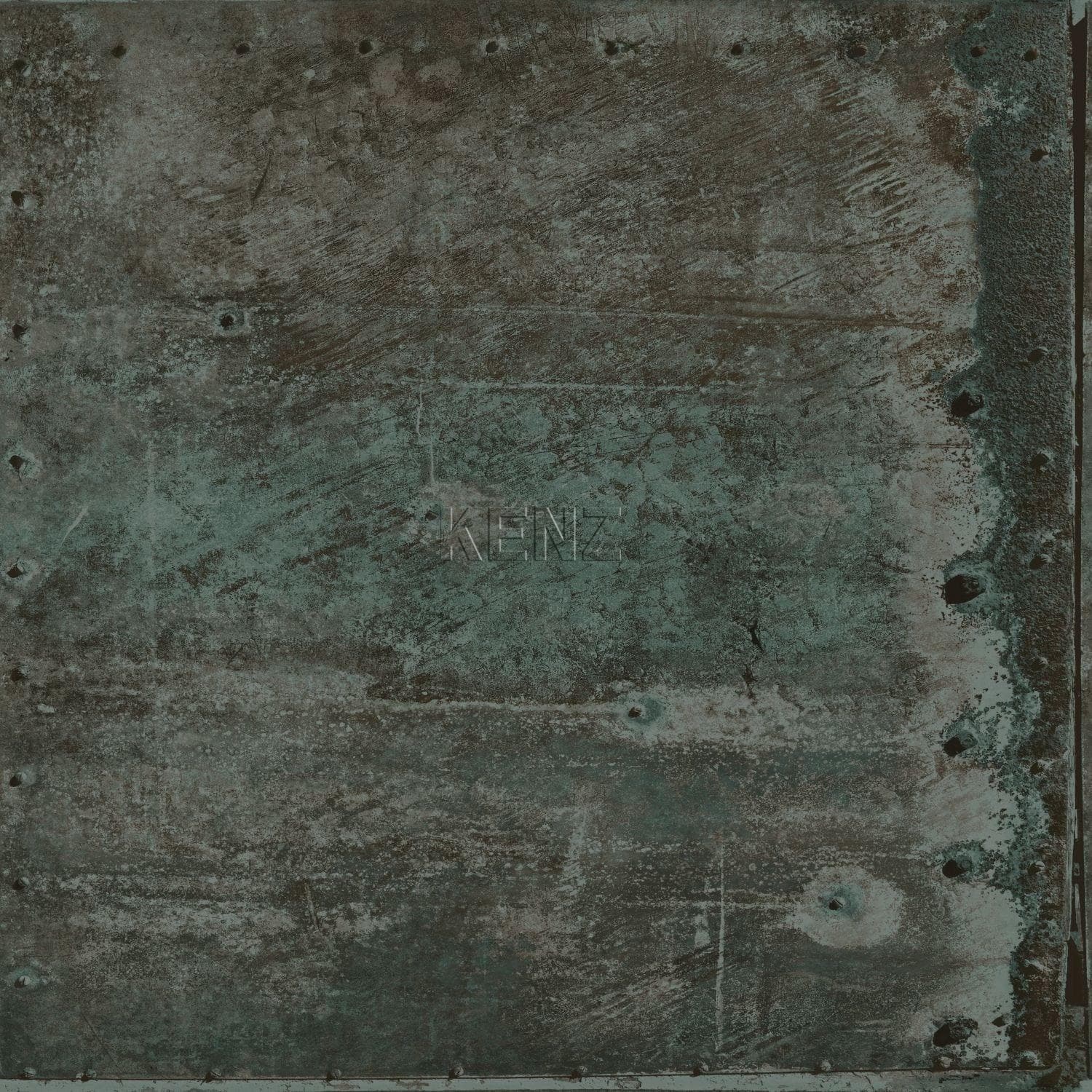 wallpaper large weathered rusty metal plates with rivets brown and light petrol blue 337226
