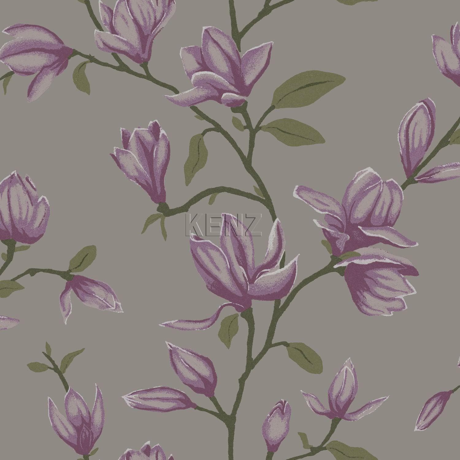 wallpaper magnolia taupe and aubergine purple 347052