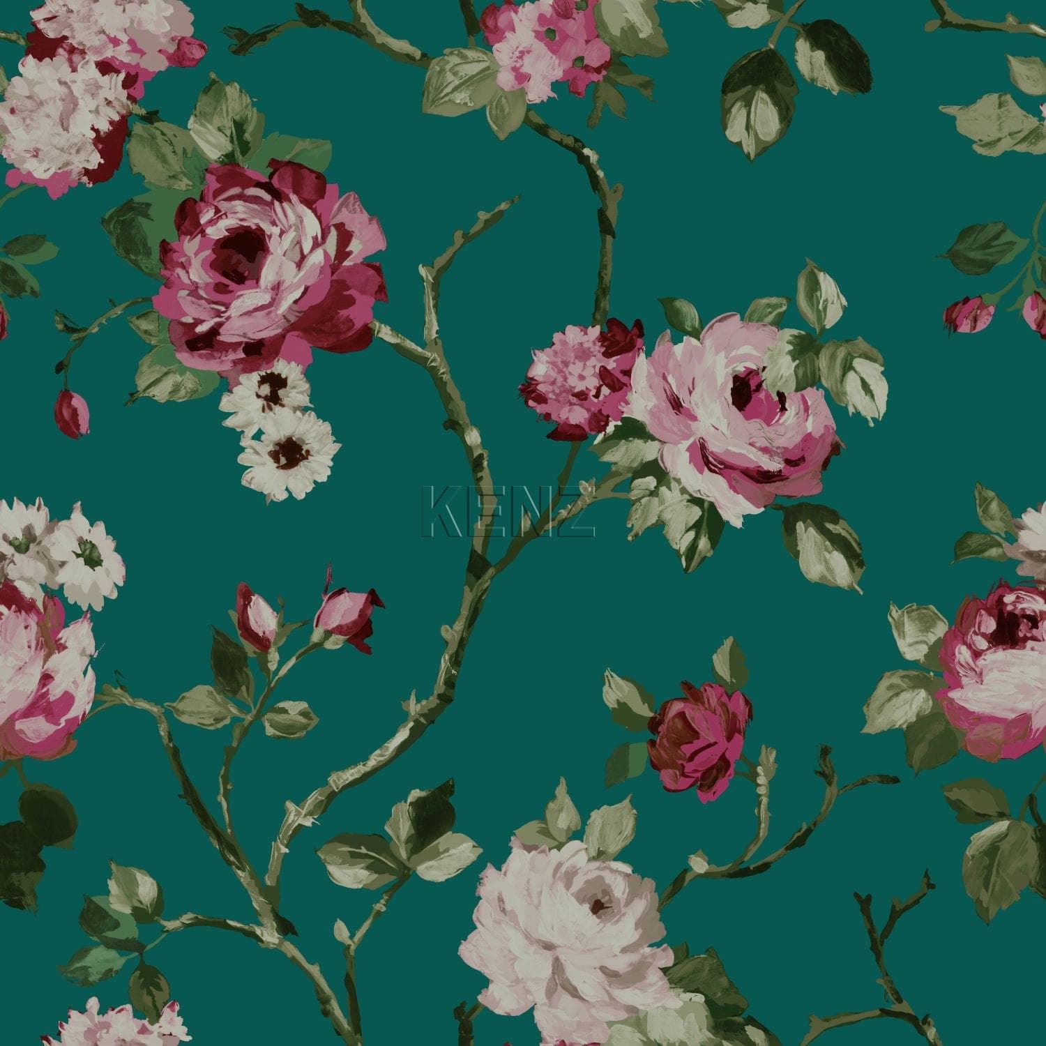 wallpaper flowers emerald green 347432