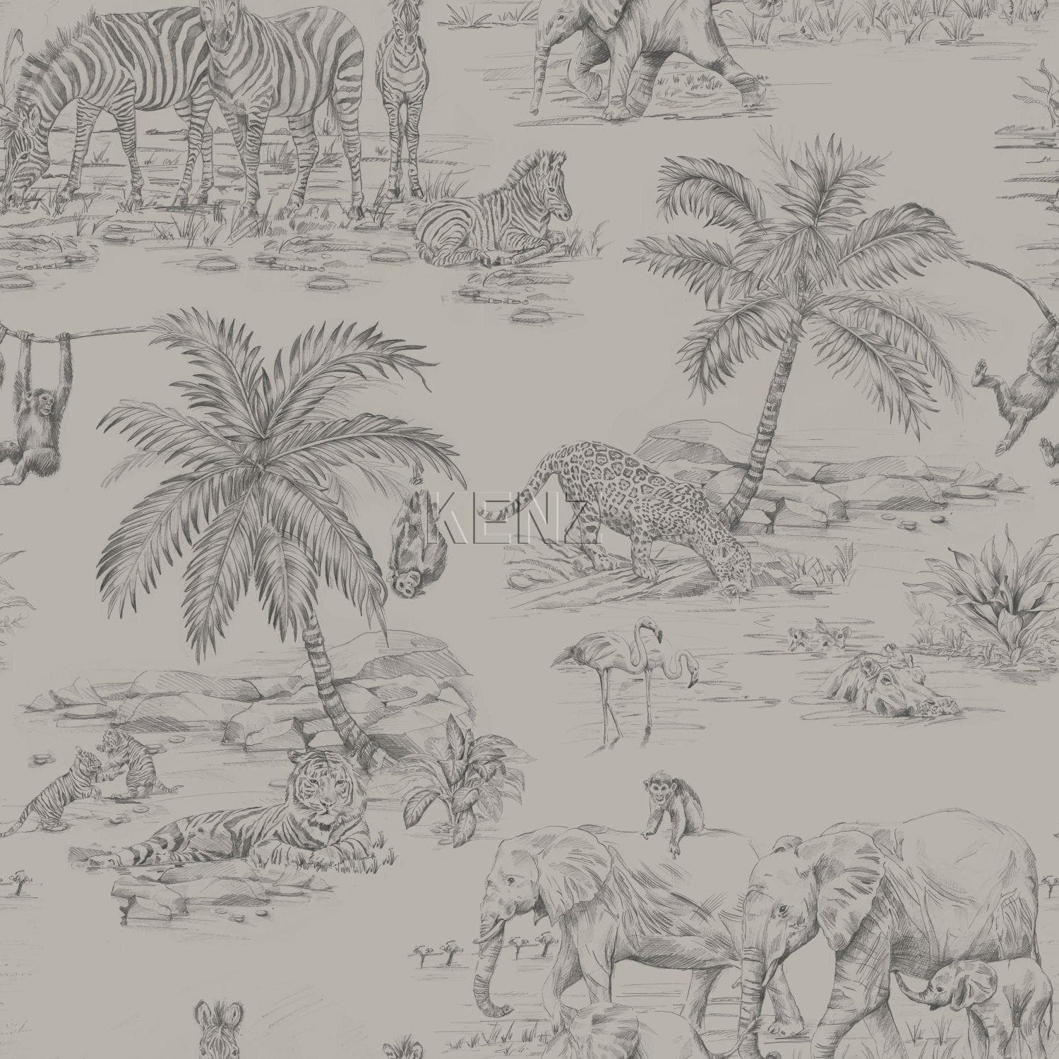 wallpaper jungle motif clay gray 347443