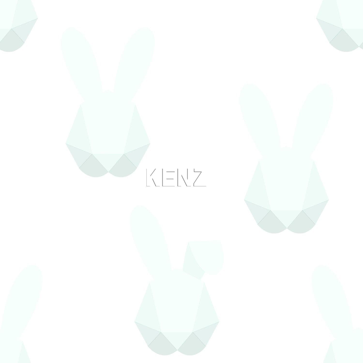 wallpaper origami rabbits matt white and mint green 347489