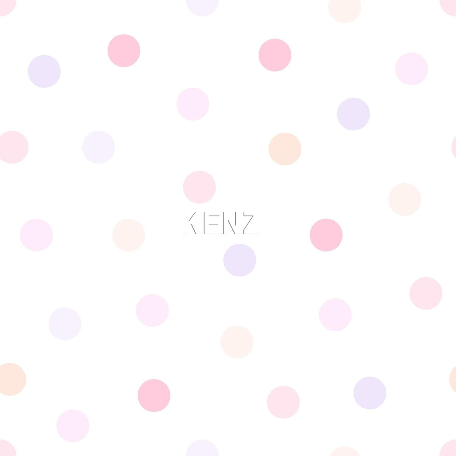 wallpaper polka dot powder pink, pastel purple and pastel peach orange 347507