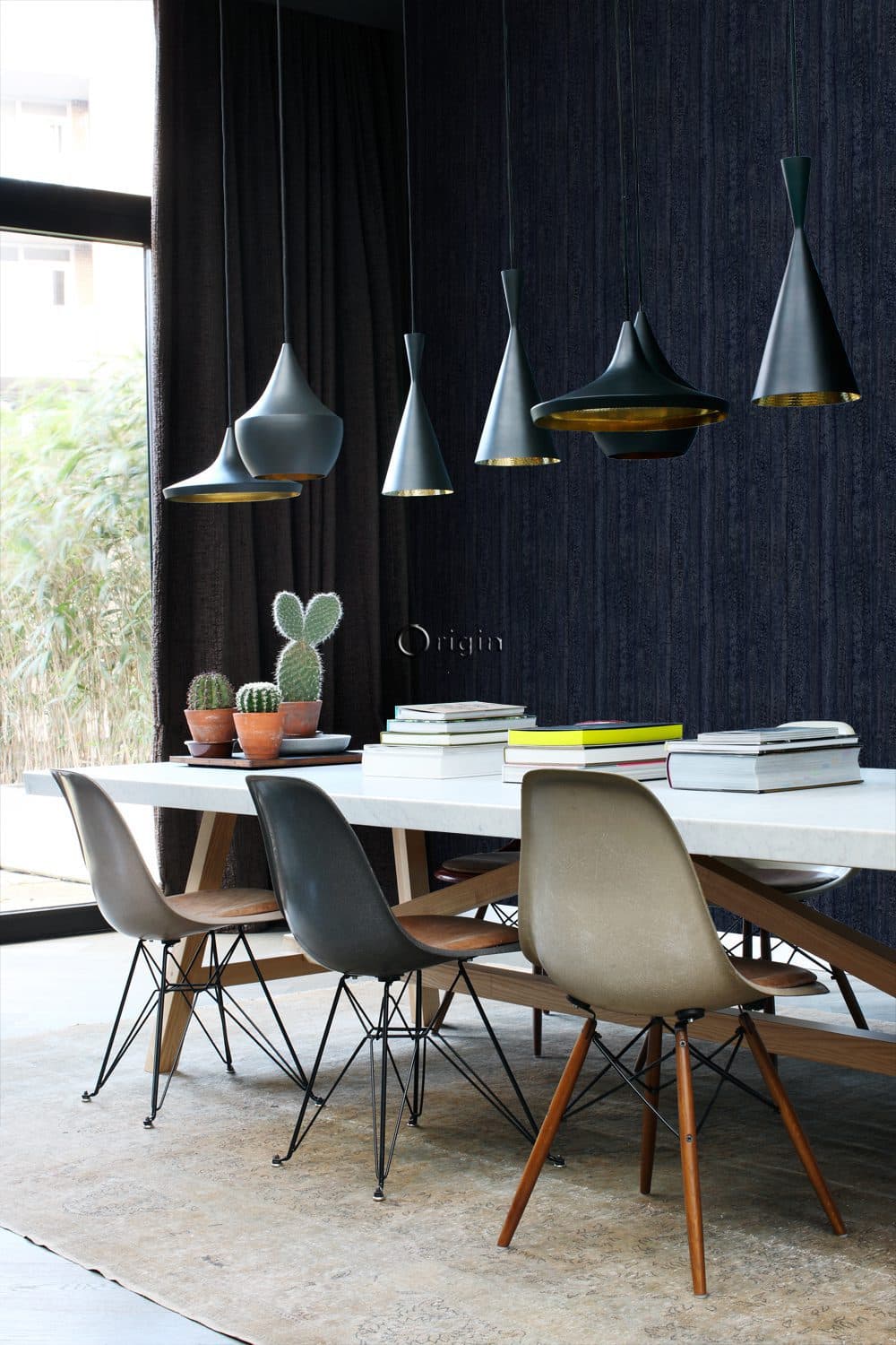wallpaper wood effect dark blue 347532